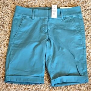 Women's 00 Ann Taylor Bermuda Roll Short Khakis chino teal casual shorts new nwt